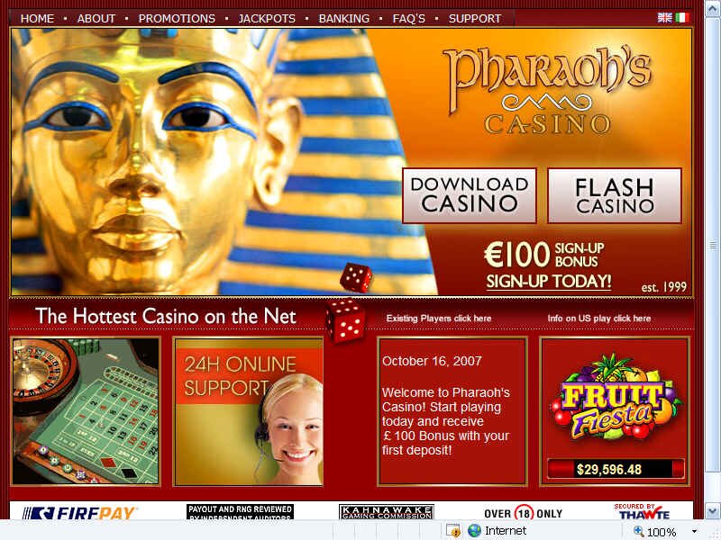 Pharaoh's Online Casino powered by Microgaming Casino Software.